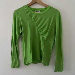 Ganni green long sleeve tee